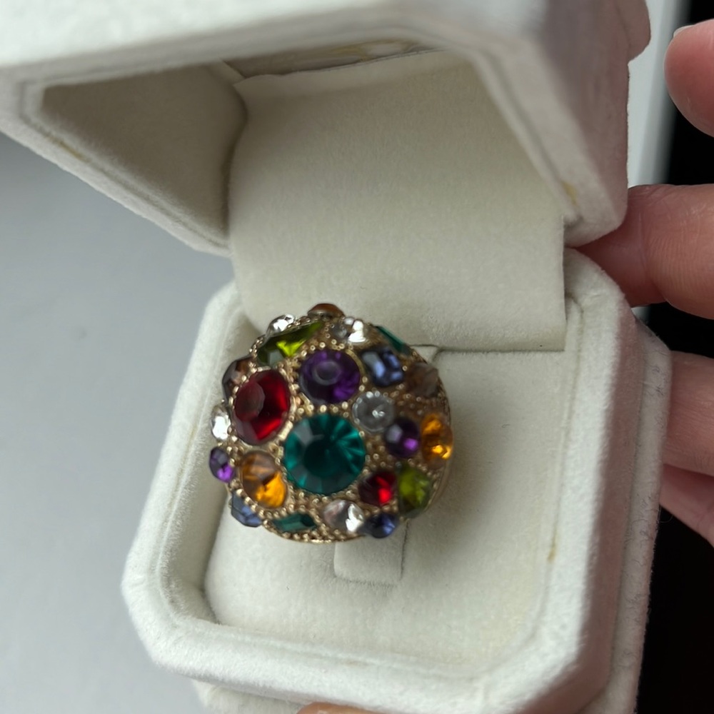 Multicolored oversized costume cocktail ring